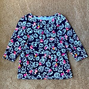 Navy Flower Talbots Top